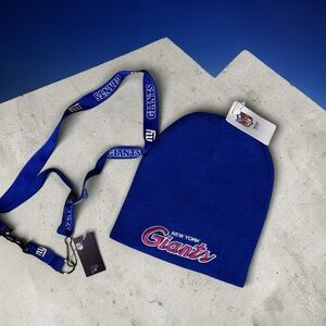 NWT New York Giants NFL Beanie & Lanyard